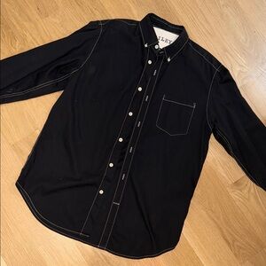 Women’s Black Button-Down Shirt with Contrast Stitching